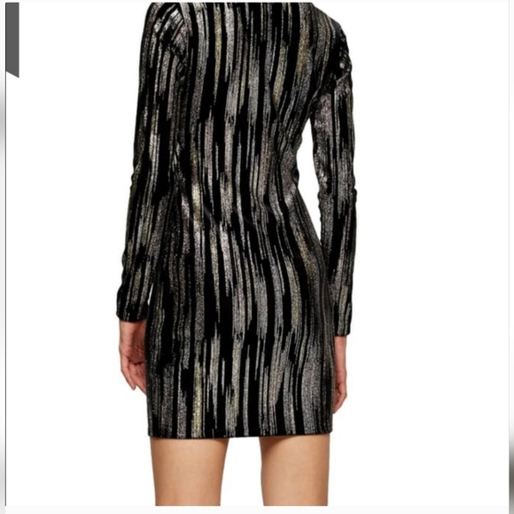 NWOT ASOS Topshop Glitter Velvet Mini Dress - Picture 3 of 7